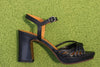 Women's Keske48 Sandal - Black Leather Side View