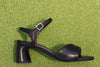 Women's Dally02 Heel Sandal - Black Leather Side View