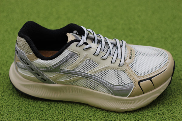 Womens Freya Sneaker - Coffee/Cream Leather/Mesh Side Angle View