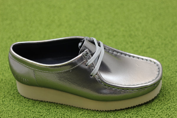Women's Wallabee - Silver Patent Leather Side Angle View