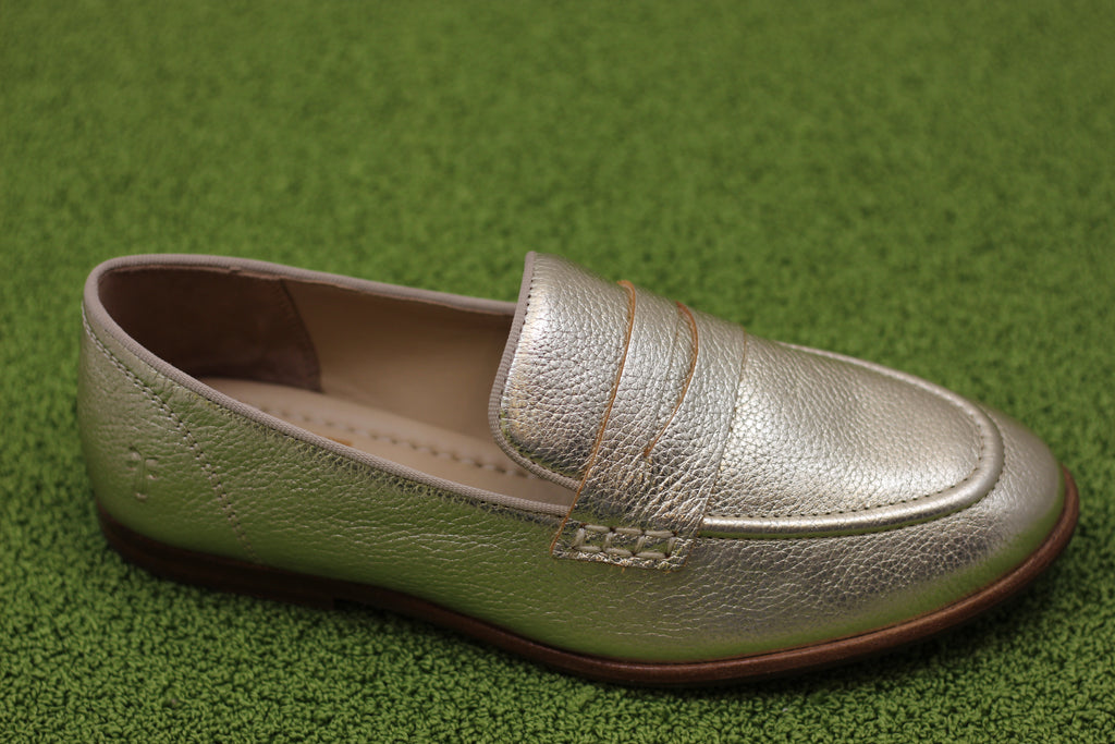 Women's Faith Loafer- Light Gold Leather Side Angle View