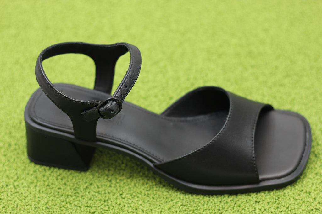 Women's Kora Sandal - Black Leather Side Angle View