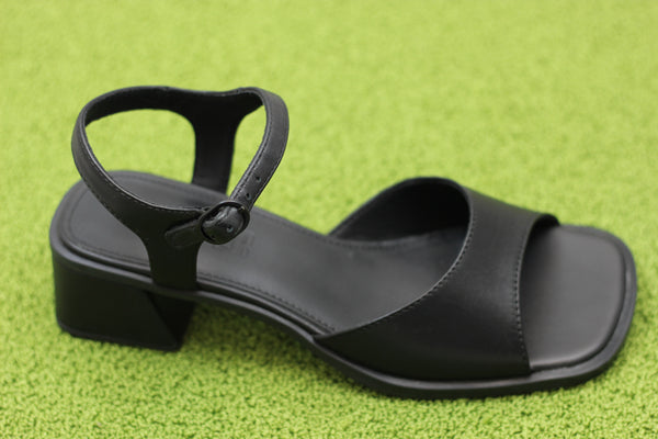 Women's Kora Sandal - Black Leather Side Angle View