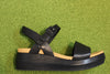 Women's Hallie Sandal - Black Leather Side View