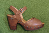 Women's Gwen Clog Sandal - Tan Leather Side View