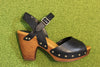 Women's Gwen Clog Sandal - Black Leather Side View