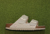 Women's Arizona Woven Emboss Sandal- Ecru Leather Side View