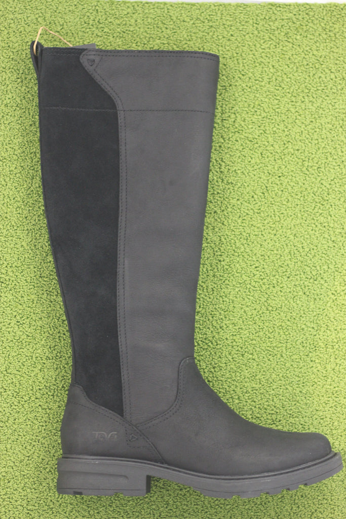 Women's Rowena Tall Boot - Black Leather/Suede Side View