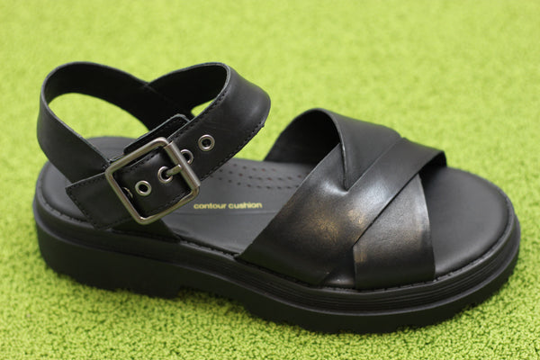 Women's Orinoco3 Cross Sandal - Black Leather Side Angle View