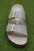 Women's Arizona Woven Emboss Sandal- Ecru Leather Top View 