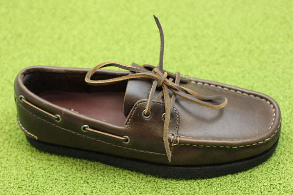 Men's Godney Boat Shoe - Brown Leather Side Angle View