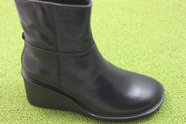 Womens Deena Zip Boot - Black Leather Side Angle View