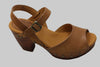 Women's Gwen Clog Sandal - Tan Leather Side Angle View