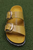 Women's Arizona Big Buckle Sandal - Ochre Patent Leather Top View
