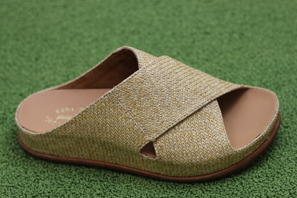 Women's Tutsi Cross Sandal - Natural Raffia Side Angle View