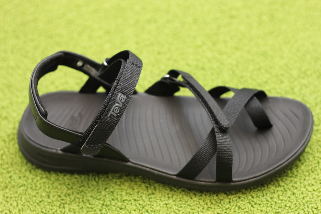 Women's Tirra Traveler Sandal- Black Nylon Side Angle View