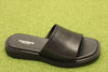 Womens Connie Slide Sandal - Black Leather Side Angle View
