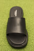 Womens Connie Slide Sandal - Black Leather Top View