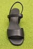 Womens Katie Sandal - Black Leather Side Angle View Top View