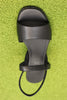 Womens Katie Sandal - Black Leather Side Angle View Top View