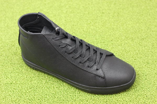 Clae Unisex Bradley Mid Sneaker -  Triple Black Leather Side Angle View
