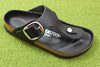 Birkenstock Women's Gizeh Big Buckle Sandal - Black Leather Side Angle View