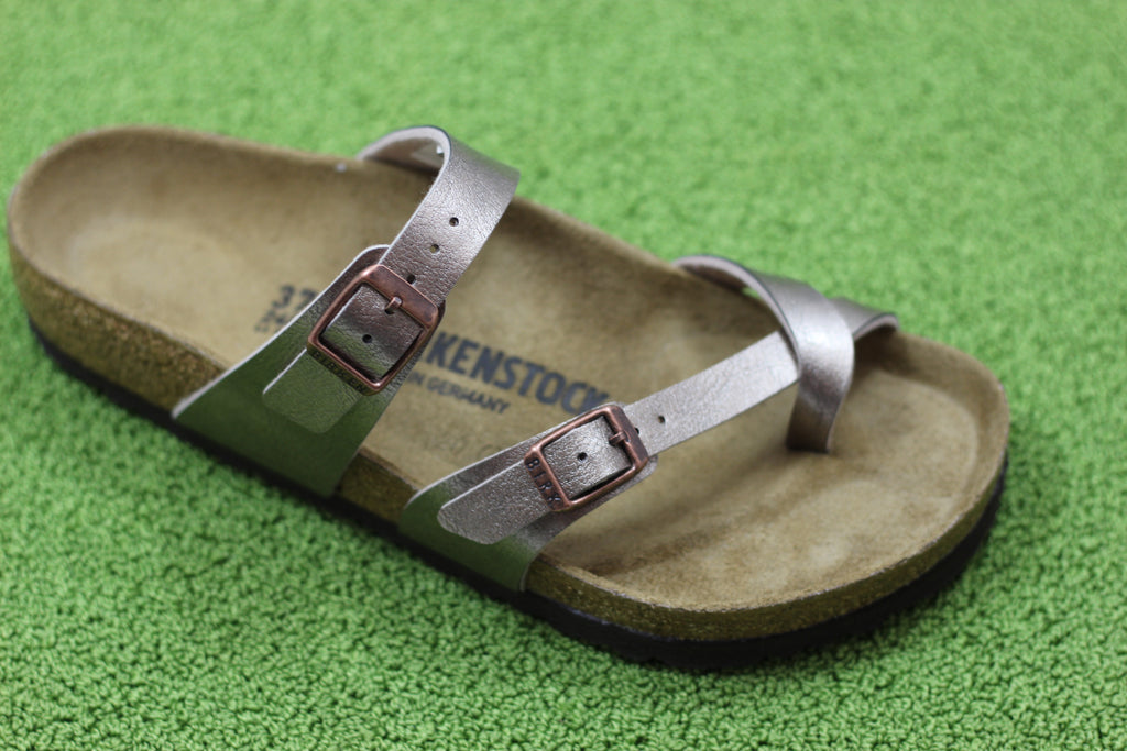 Birkenstock Women's Mayari Sandal - Graceful Taupe Birko Flor Side Angle Vioew