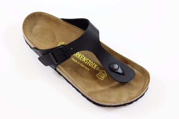 Birkenstock Women's Gizeh Sandal - Black Birko Flor Side Angle View