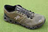On Running Mens CloudX Sneaker - Olive/Fir Mesh Side Angle View