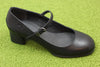 Womens Katie MJ Pump - Black Leather Side Angle View