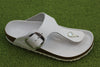 Birkenstock Women's Gizeh Big Buckle Sandal - White Leather Side Angle View