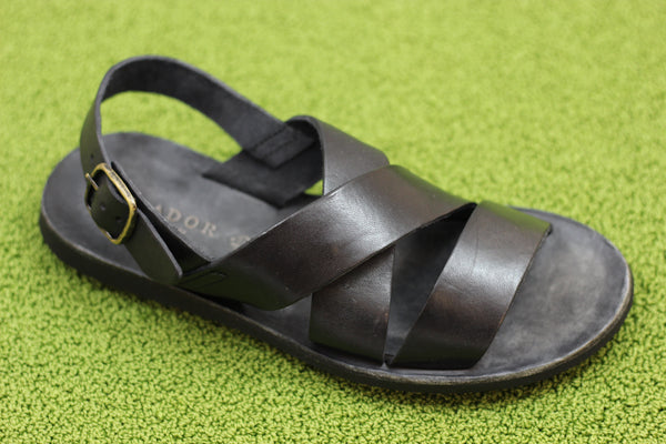 Brador Women's 34260 Sandal - Black Leather Side Angle View