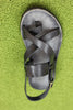 Brador Women's 34723 Toe Thong Sandal - Black Leather Top View