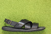 Brador Women's 34260 Sandal - Black Leather Side View
