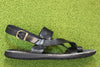 Brador Women's 34723 Toe Thong Sandal - Black Leather Side View