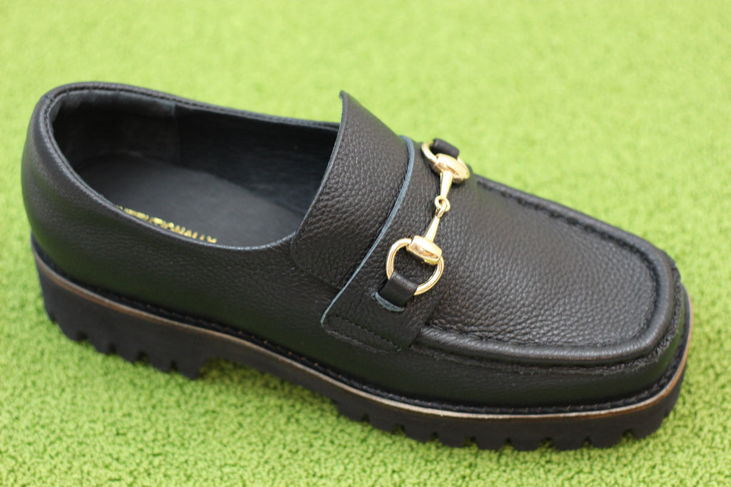 Intentionally Blank Women's HK2 Loafer - Black Leather Side Angle View