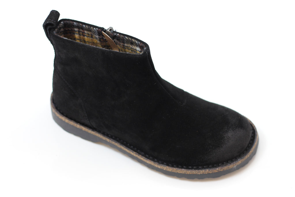 Birkenstock Women's Melrose Boot - Black Suede Side Angle View