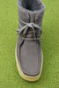 Clarks Women's Wallabee Cup High Boot - Grey Suede/Shearling Top View