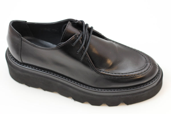 Homers Women's 20373  Lace Oxford - Black Calf Side Angle View
