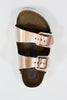 Birkenstock Women's Arizona Sandal - Metallic Copper Leather Top View