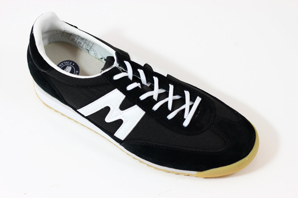 Karhu Unisex Mestari Sneaker - Black White Suede/Nylon Side Angle View