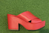 Intentionally Blank Women's Dame Mule - Red Leather Side View
